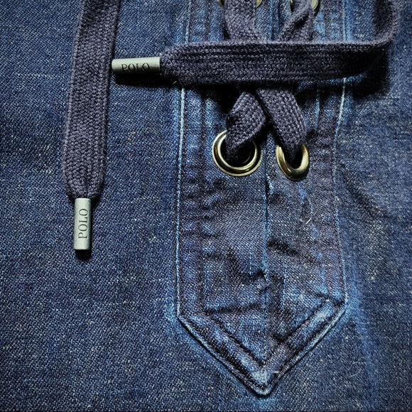 SOLD-Polo Long Sleeve Indigo Denim Pullover ShirtDress - Picture 6 of 10